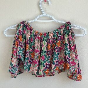 NWT ASOS DESIGN Petite frill beach co-ord top in mosaic tile